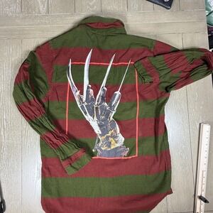 A‎ Nightmare On Elm Street Shirt Mens Large Red Green Striped Horror Movie